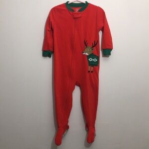 Carter's Red Reindeer Sweater Christmas Footed Fleece Pajama Boys: 24 Months